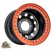 Диски Off-Road Wheels Диск усиленный УАЗ стальной черный с псевдо бедлоком (оранжевый)